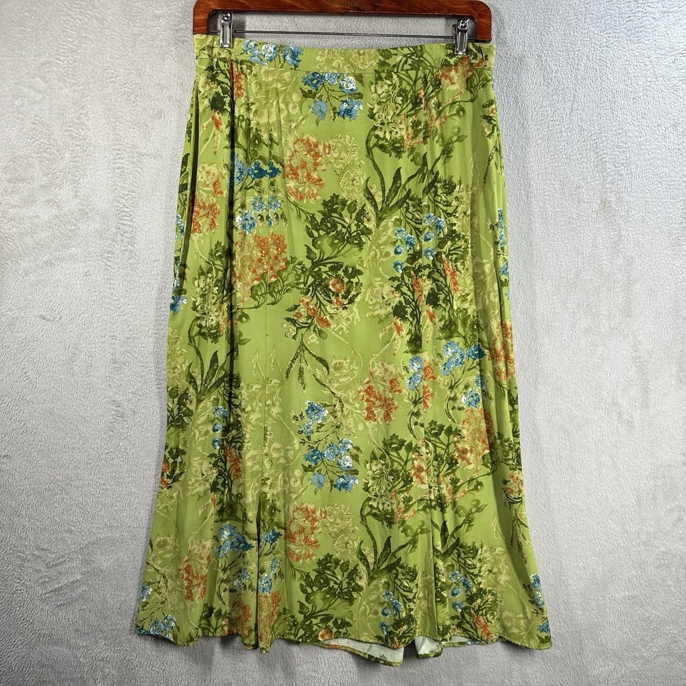 Jantzen Green‎ Floral Maxi Skirt Sz 16 Fairy Cottagecore Country Forest Core